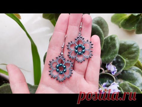 Цветочные серьги из бисера и жемчуга / Украшения из бисера - YouTube