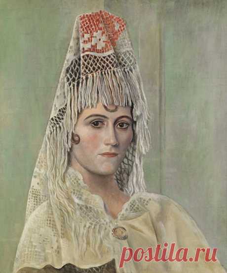 Картина Пабло Пикассо. Ольга Хохлова в мантилье. 1917 |