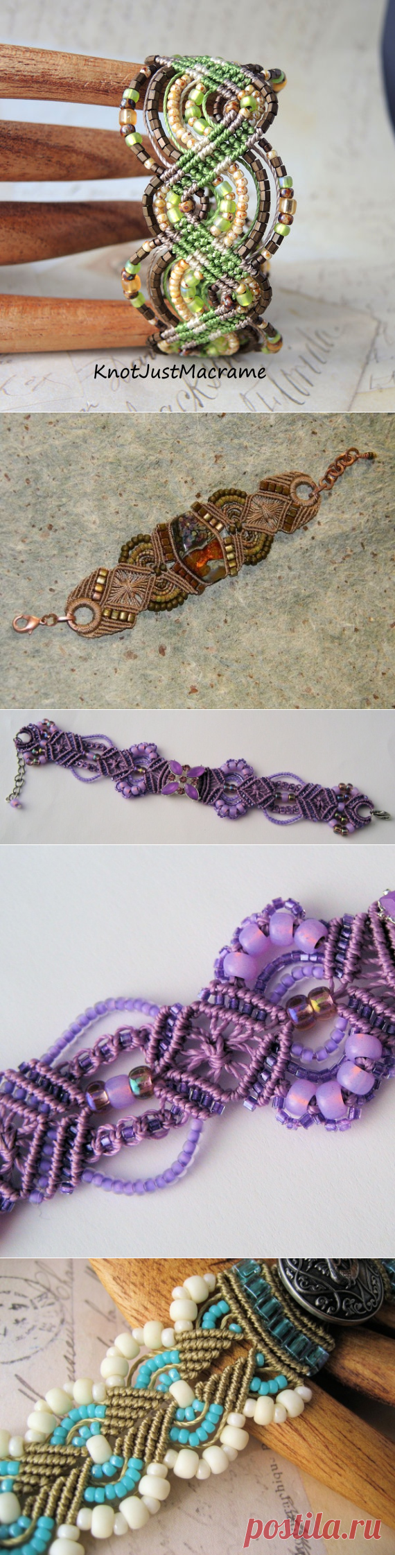 Teal Micro Macrame Bracelet Exotic Peacock от... / Рукоделие / Плетение, макраме / Pinme.ru / Pinme
