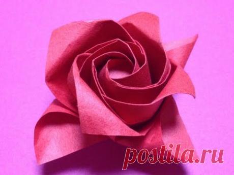 達人折りのバラの折り紙 14 Only one origami rose 14 - YouTube