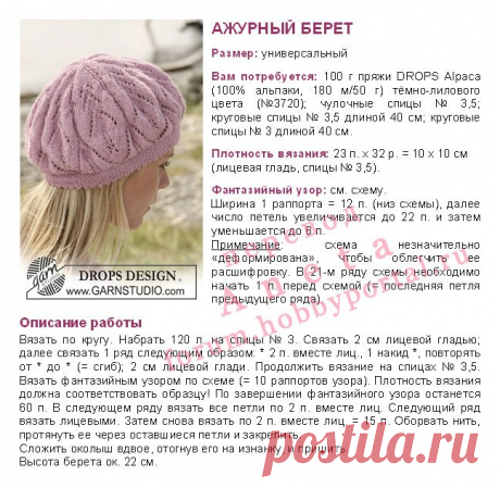 Берет спицами схема и описание для начинающих - 40 моделей (видео)