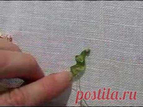 Вышивка лентами.Листья.