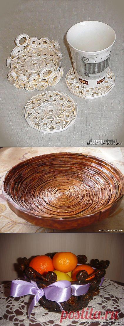 поделки из колец и газетных трубочек м.к.