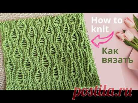 🌿🌊Листья и волны на спицах: легкий узор для начинающих! +СХЕМА! Easy and Beautiful Knitting Pattern