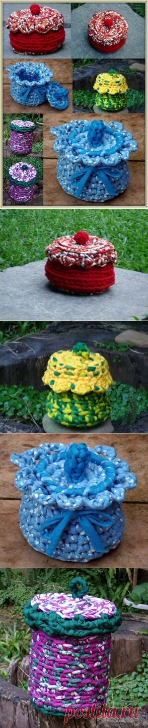 EU TAMBÉM CROCHETO...: Potes e potinhos com tampa