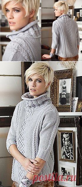 Свободный пуловер с рукавами 3/4.