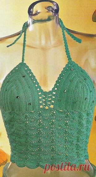 Зеленый топ крючком