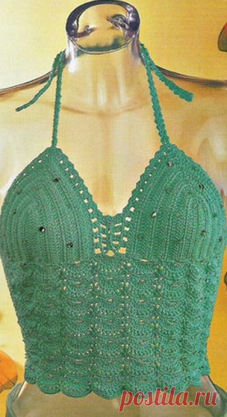 Зеленый топ крючком
