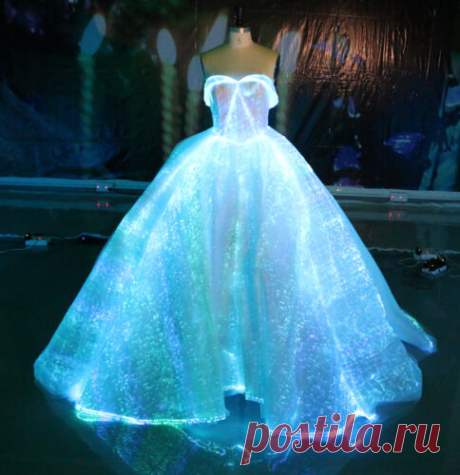 Fiber Optic Wedding Dress RGB LED Light up Wedding Gown Glow in the Dark Dress | eBay