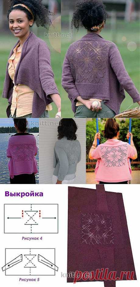 Вязаный кардиган Dahila с ажурным квадратом на спине | knitt.net | Все о вязании