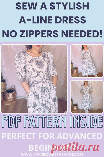 How to Sew a Flattering A-Line Dress with Pockets - Sparrow Refashion: A Blog for Sewing Lovers and DIY Enthusiasts