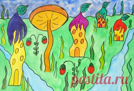 Акварельные серия "Сказочные домики". Размер 14,8 см х 21 см (А5). Иллюстрации выполнены художественными акварельными красками на бумаге для акварели и тушью.