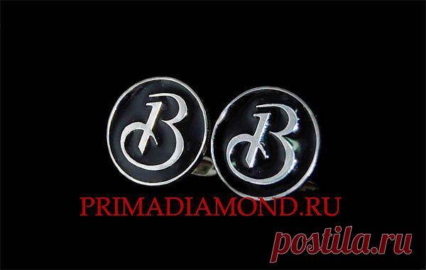 Запонки серебро 925 пробы черная эмаль