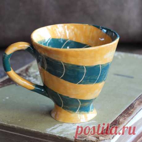 Кружка керамическая спираль ручной работы