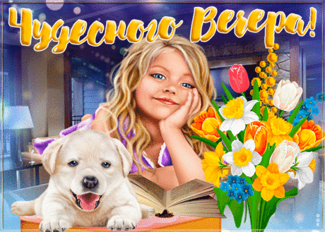 Открытка добрый вечер с девушкой