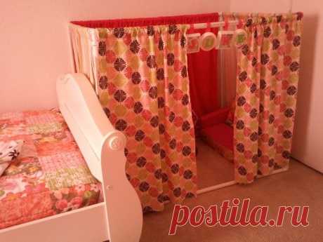 PVC pipe and fabric from Hobby Lobby make great play tent! June loves it!