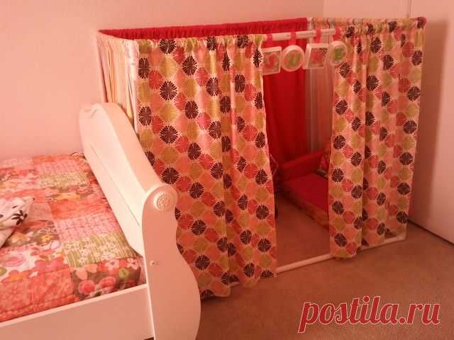 PVC pipe and fabric from Hobby Lobby make great play tent! June loves it!