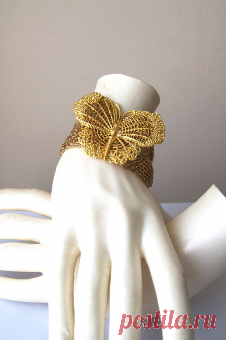 Gold Mesh Butterfly Bracelet Bracelet knitted fabric and от BNwamp