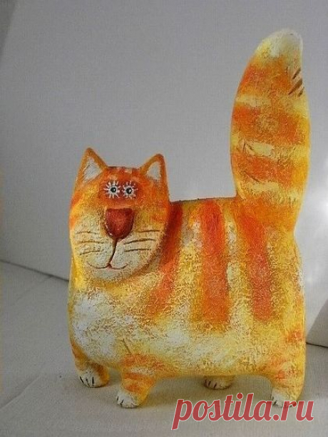 (1) Игрушки животные, ручной работы. Ярмарка Мастеров - ручная работа Кот деревянный Рыжий скульптура роспись. Handmade. | Dolls and toys