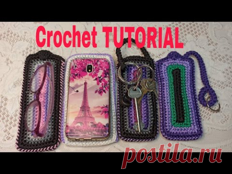 ✨HOW to CROCHET EASY MOBILE CELL PHONE Pouch Case Cover Holder - for iPhone iPod Samsung Android✨