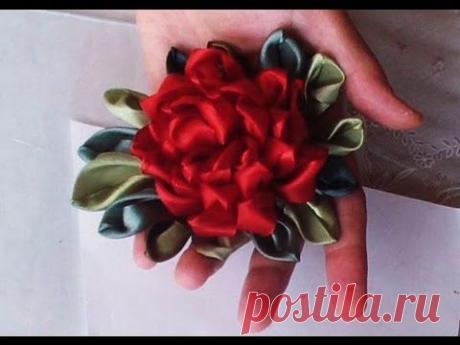 Фантазийный цветок из атласных лент. Часть1 - YouTube