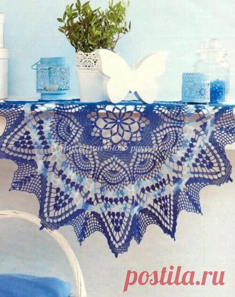 Мир волшебного руко-делия. Круглая салфетка крючком схема.