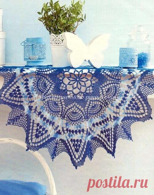Мир волшебного руко-делия. Круглая салфетка крючком схема.