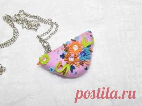 Райская птичка из полимерной глины с рубинами