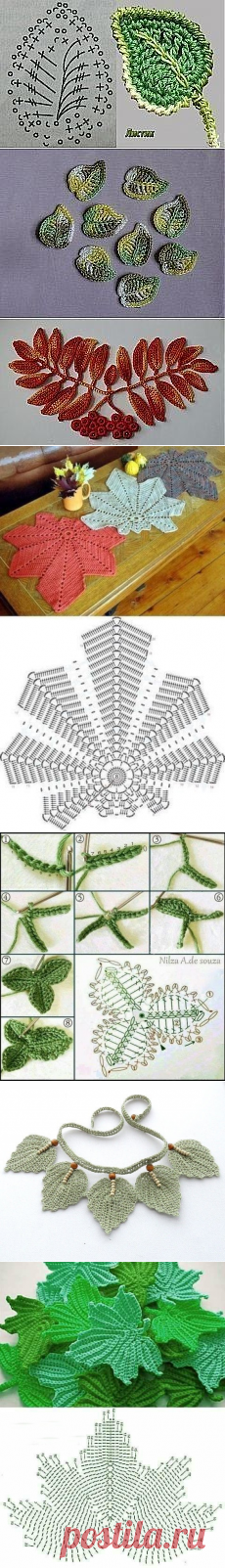 Вяжем крючком цветочки и листочки — Сделай сам, идеи для творчества - DIY Ideas