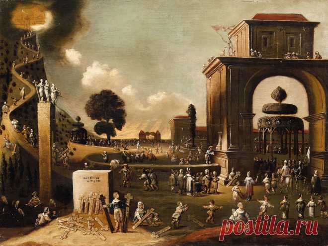 Jan Micker (um 1598 - 1664 Amsterdam) - Узкий путь добродетели и широкий путь порока.