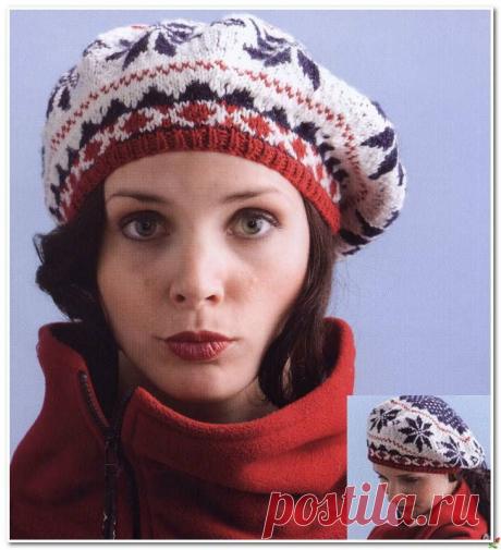 Берет с зимним узором.
