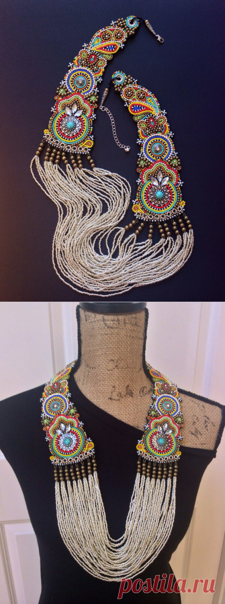 Beaded Necklace Statement Necklace Tribal Necklace от perlinibella