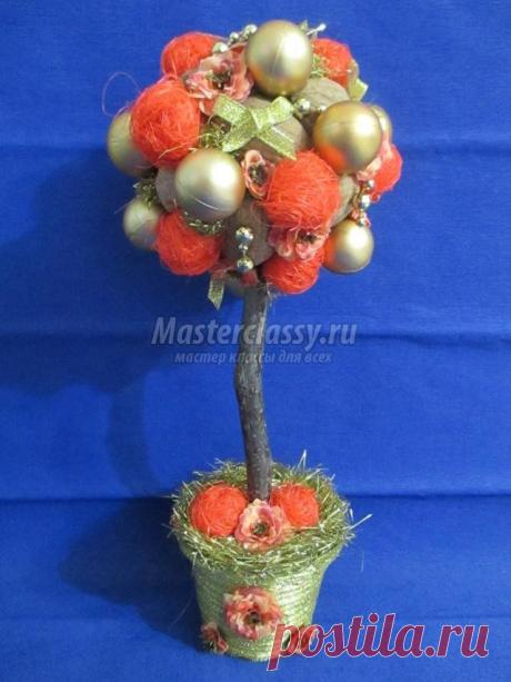 Новогодний топиарий из сизали и ореховой скорлупы. Мастер-класс с пошаговыми фото