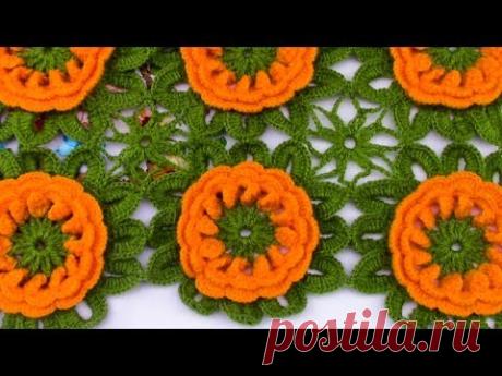 Modelo de flores para Colchas y Cojines a crochet - YouTube