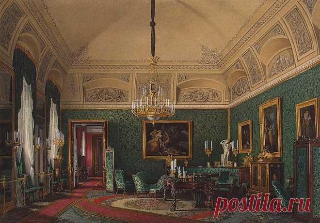 Interiors of the Winter Palace. The First Reserved Apartment. The Small Study of Grand Princess Maria Nikolayevna - Edward Petrovich Hau - Drawings, Prints and Painting from Hermitage Museum | brunhild110 приколол(а) это к доске Interior painting