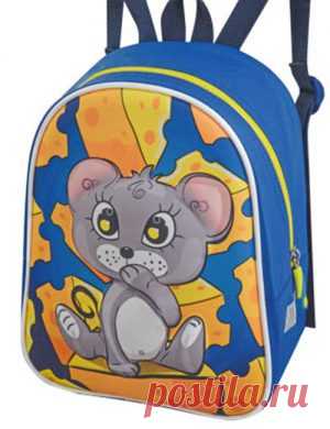 Рюкзак детский 1813-3 дошкольный голубой с мышкой на сыре