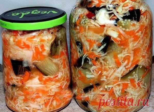 Баклажаны кусочками с капустой на зиму Будет очень вкусно и полезно.