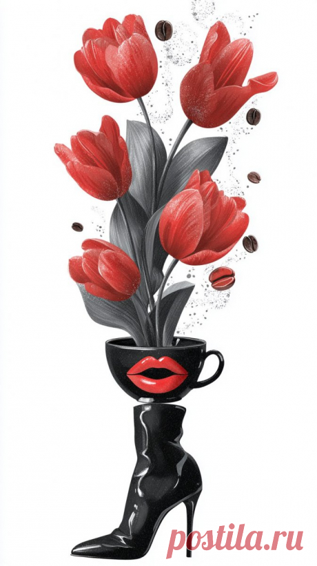 Красные тюльпаны и кофе: симметрия концентрации в деталях. Генерация из нейронной сети Миджорни - Midjourney примеры промтов - Форум ИИ о нейросетях - Yes Ai