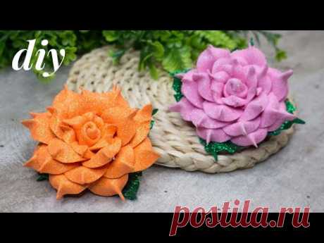 МК Розы из фоамирана своими руками легко и быстро / DIY Rose in gomma crepla