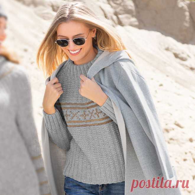 Полупатентная резинка, узор в клетку, жаккардовая полоса/ джемпер, модели спицами/описание+схемы. | Вязание 