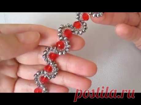 браслет змейка из бисера и кристаллов. люпетра.