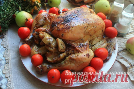 Курица с яблоками в духовке, рецепт самый вкусный