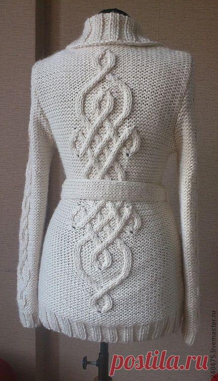 кофта с кельтским узором - белый,вязаная кофта женская,вязание на заказ
