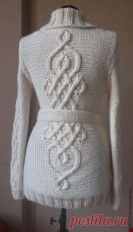 кофта с кельтским узором - белый,вязаная кофта женская,вязание на заказ