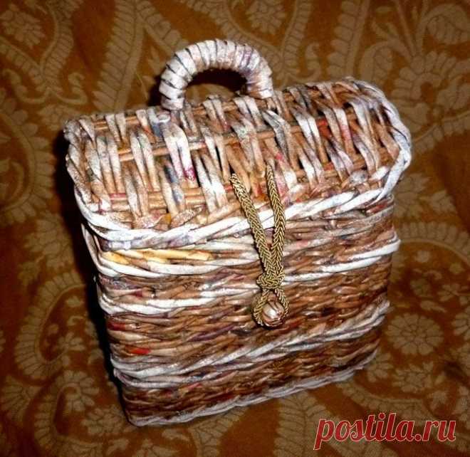 Сундучок из газетных трубочек - Рукоделие