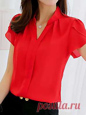 Women's Blouse Shirt Polka Dot V Neck Tops Basic Top Blue Blushing Pink Gray 2021 - € 13.04