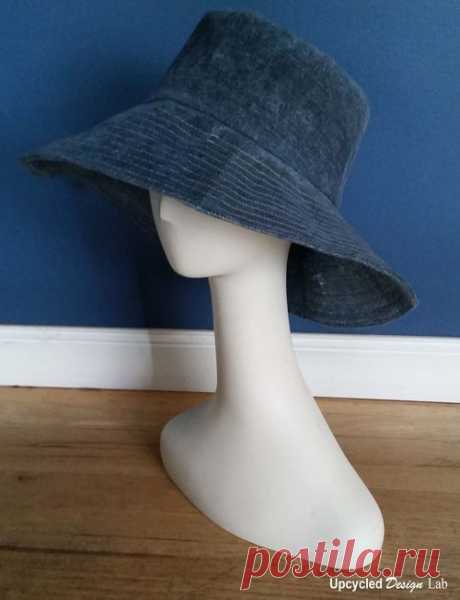 Upcycled Design Lab Blog - Men's Jeans to Wide Brim Hat with Faux Oil Cloth Finish