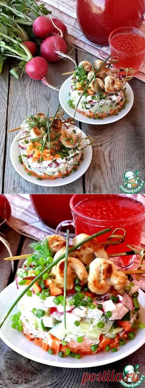 Овощной салат с мини-шашлычками - кулинарный рецепт