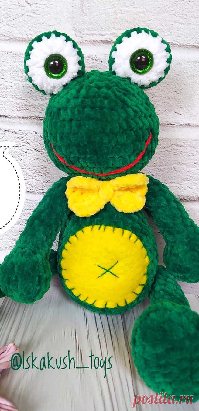 PDF Жабык крючком. FREE crochet pattern; Аmigurumi animal patterns. Амигуруми схемы и описания на русском. Вязаные игрушки и поделки своими руками #amimore - плюшевая лягушка, большой лягушонок из плюшевой пряжи, жаба.