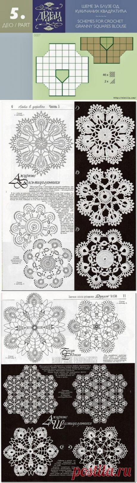 Интересная находка для тех, кто любит модели из мотивов, здесь болеро, блузы, сумки. | Варварушка-Рукодельница